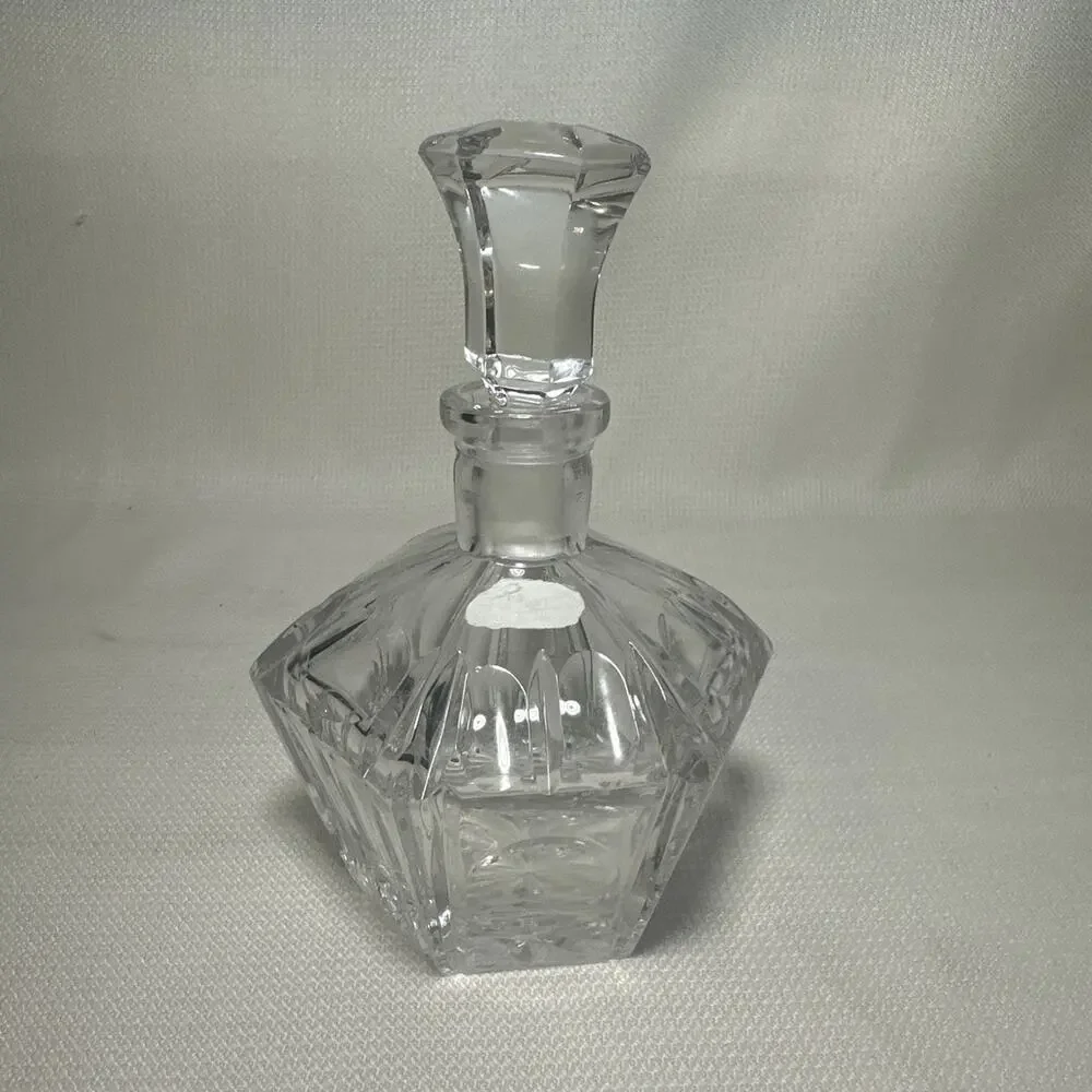 4 Pc Vintage Crystal Vanity Set Art Deco Bowl Bottle Decanter Starburst